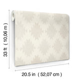Stitched Heirloom White Wallpaper with Medallions Graphic Pattern, Farmhouse Style - Chesapeake 4142-72664