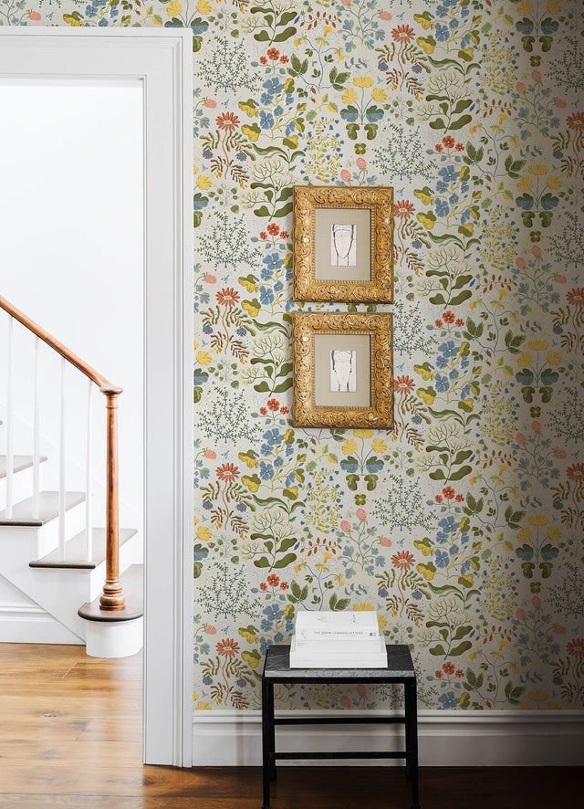 Groh Green Floral Wallpaper with Scandinavian Botanical Motif, Whimsical Style - A-Street Prints 4143-22001