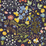 Groh Dark Blue Floral Wallpaper with Botanical Whimsical Pattern - A-Street Prints 4143-22002