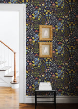 Groh Dark Blue Floral Wallpaper with Botanical Whimsical Pattern - A-Street Prints 4143-22002