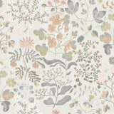 Groh Neutral Floral Wallpaper by A-Street Prints - MD22004 - Scandinavian botanical design in soft pastel peach, pink, blue and sage green on a pale background