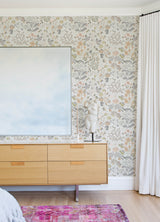 Groh Neutral Botanical Floral Scandinavian Wallpaper in Soft Pastel Peach Pink Blue and Sage Green Non Woven Unpasted by A-Street Prints - MD22004