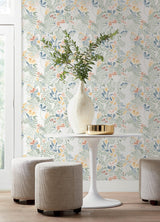 Brittsommar Seafoam Woodland Floral Wallpaper with Whimsical Botanical Pattern - A-Street Prints 4143-22005