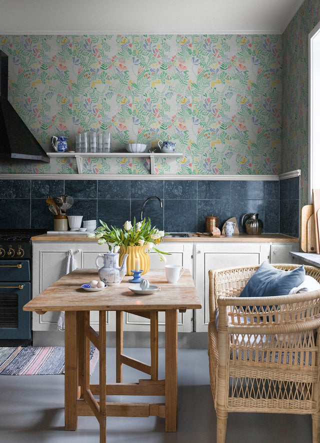 Brittsommar Light Green Woodland Floral Wallpaper with Whimsical Botanical Pattern - A-Street Prints 4143-22007