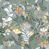Brittsommar Slate Woodland Floral Wallpaper with Whimsical Botanical Pattern - A-Street Prints 4143-22008