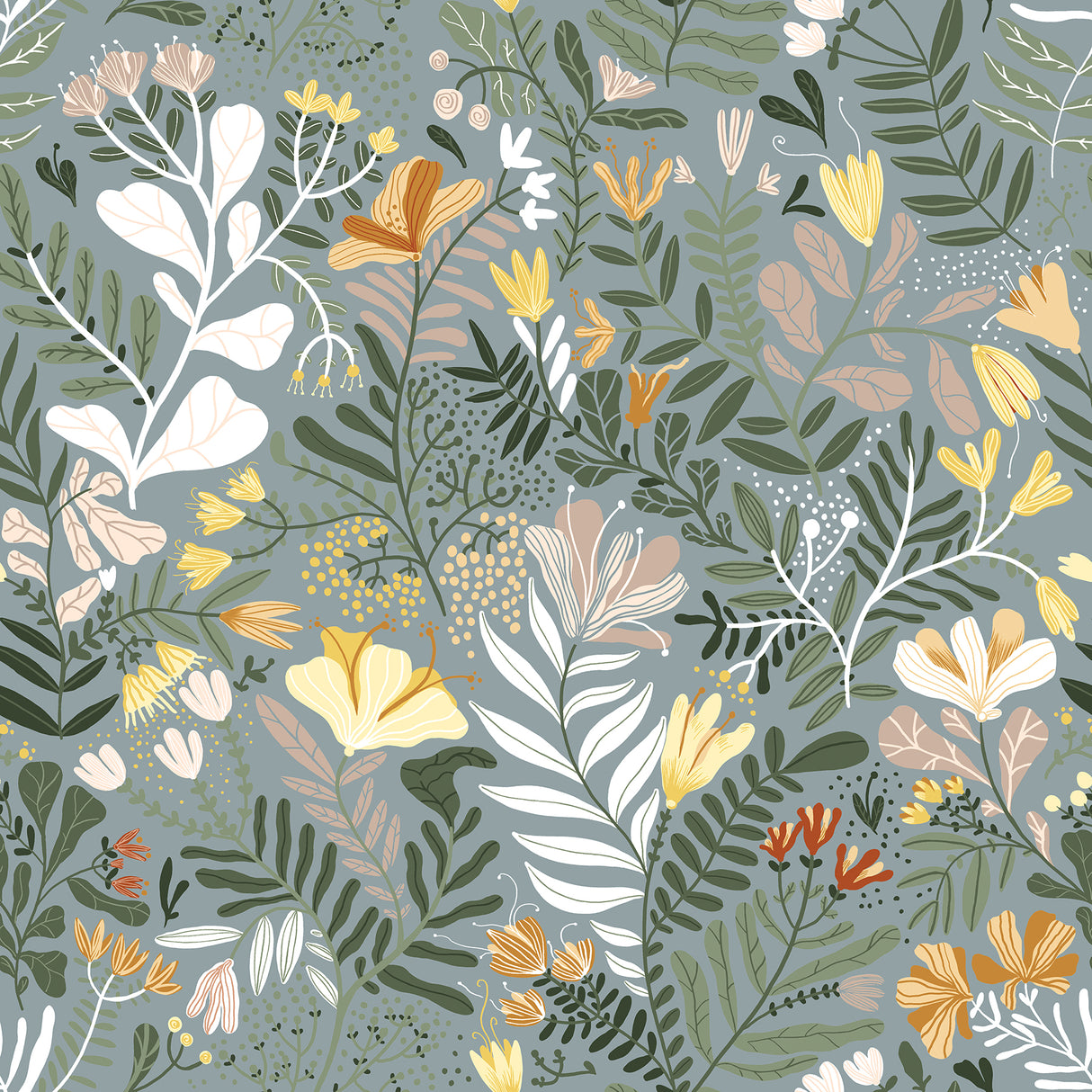 Brittsommar Slate Woodland Floral Wallpaper by A-Street Prints - MD22008