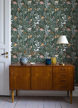 Brittsommar Evergreen Woodland Floral Wallpaper with Whimsical Botanical Pattern - A-Street Prints 4143-22009