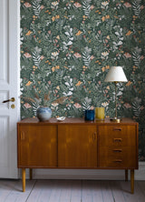 Brittsommar Evergreen by A-Street Prints Whimsical Scandinavian-Inspired Botanical Woodland Floral Unpasted Non Woven Wallpaper - MD22009