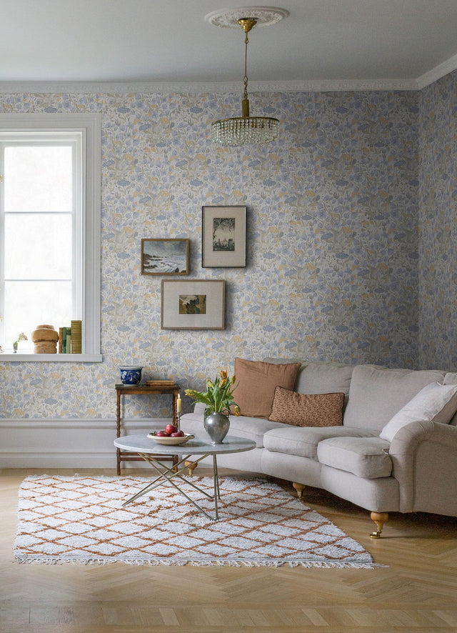 Hava Light Blue Meadow Flowers Wallpaper with Whimsical Botanical Pattern, Paste the Wall Unpasted Non Woven - A-Street Prints 4143-22010