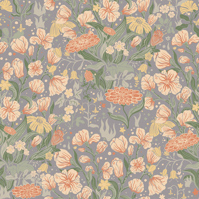 Hava Coral Meadow Flowers Wallpaper with Whimsical Botanical Pattern - A-Street Prints 4143-22013
