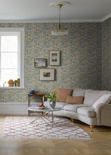 Hava Coral and Grey Meadow Flowers Botanical Whimsical Floral Non-Woven Unpasted Strippable Washable Wallpaper by A-Street Prints - MD22013