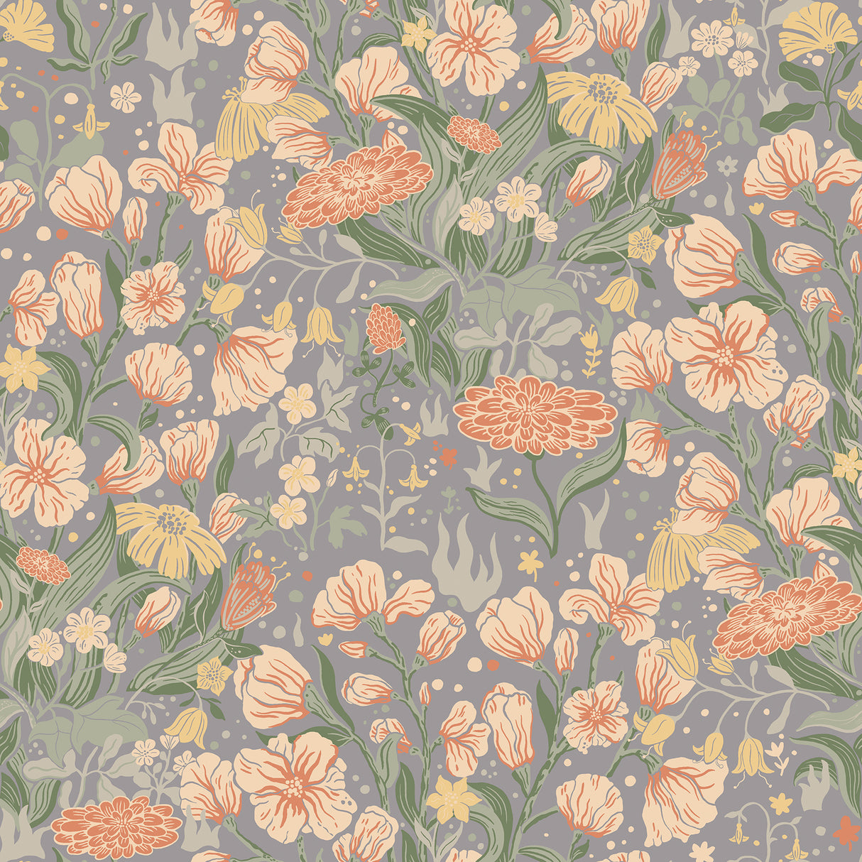 Hava Coral Meadow Flowers Wallpaper by A-Street Prints - MD22013