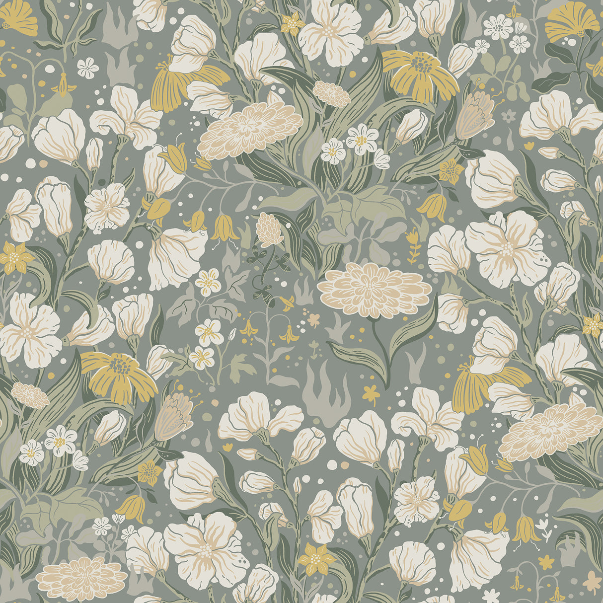 Hava Moss Meadow Flowers Wallpaper by A-Street Prints - MD22014