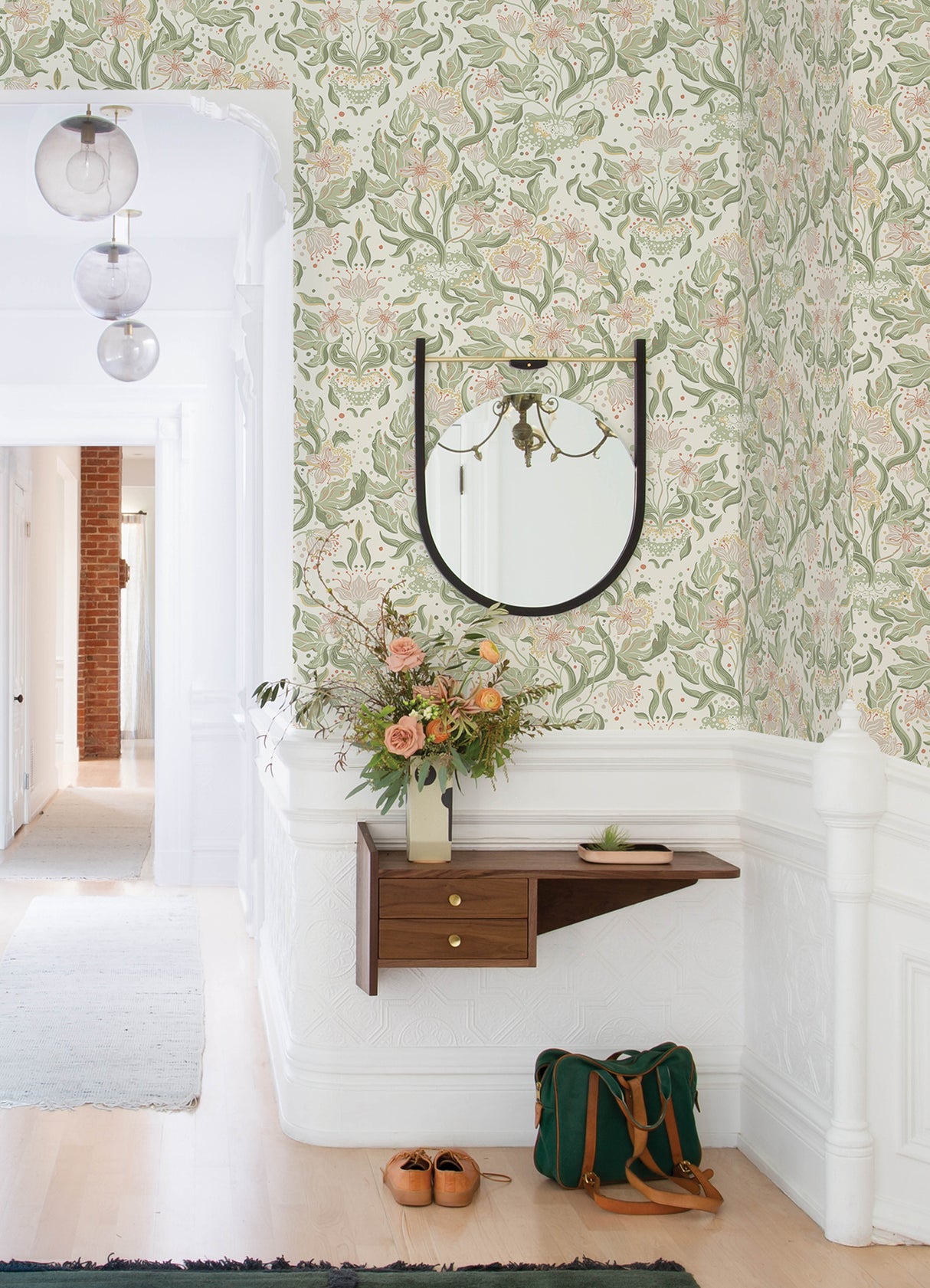 Lisa Olive Floral Damask Wallpaper Olive by A-Street Prints Botanical Non Woven Unpasted Strippable Washable Wallpaper - MD22017