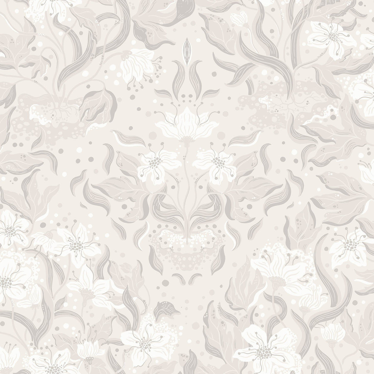 Lisa Grey Floral Damask Wallpaper with Botanical Whimsical Motif - A-Street Prints 4143-22019