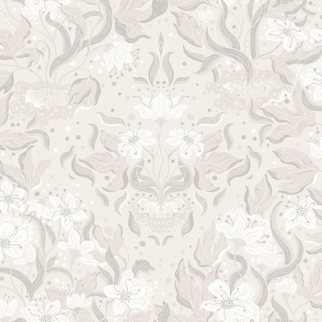 Lisa Grey Floral Damask Wallpaper with Botanical Whimsical Motif - A-Street Prints 4143-22019