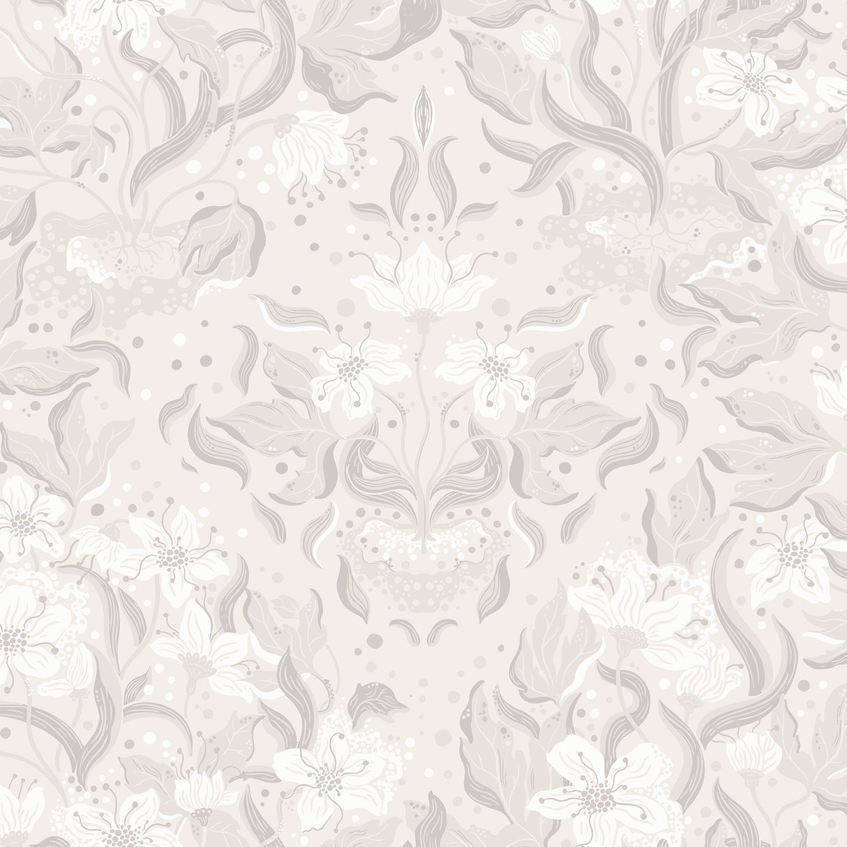 Lisa Grey Floral Damask Wallpaper by A-Street Prints