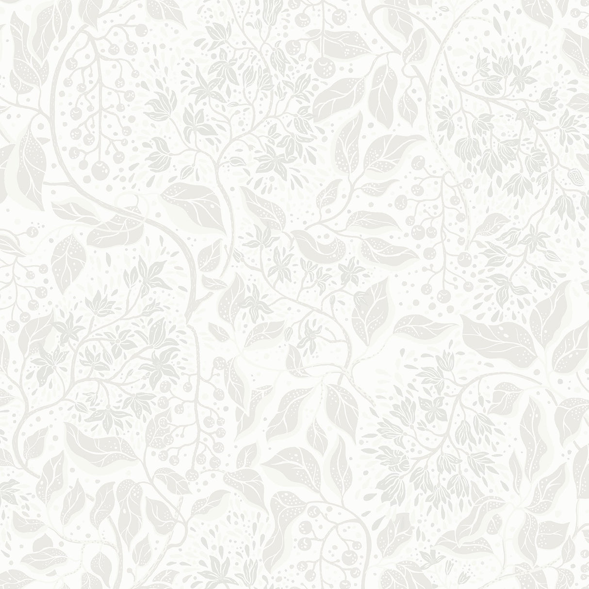 Turi Light Grey Twining Vines Wallpaper with Botanical Farmhouse Pattern - 4143-22021