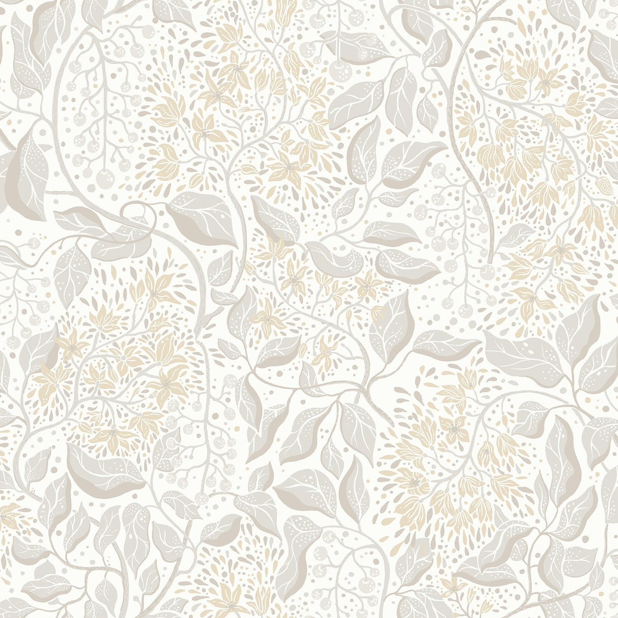 Turi Khaki Twining Vines Wallpaper with Botanical Farmhouse Motif - A-Street Prints 4143-22023