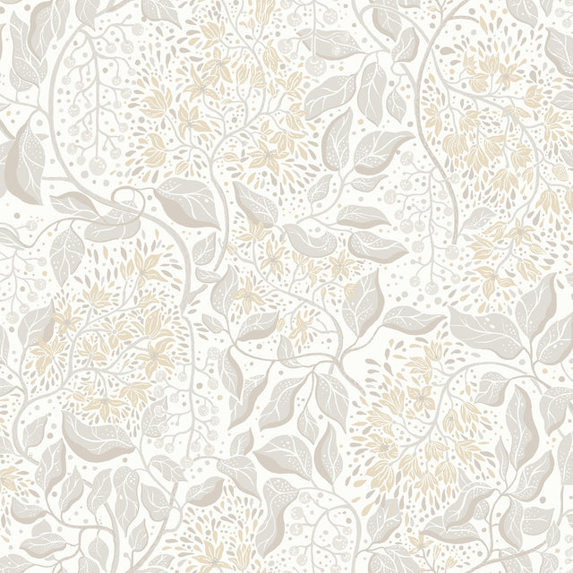 Turi Khaki Twining Vines Wallpaper with Botanical Farmhouse Motif - A-Street Prints 4143-22023