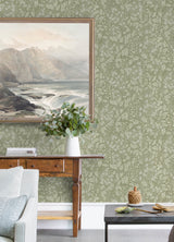 Turi Moss Twining Vines Wallpaper with Botanical Farmhouse Pattern - Brewster 4143-22024