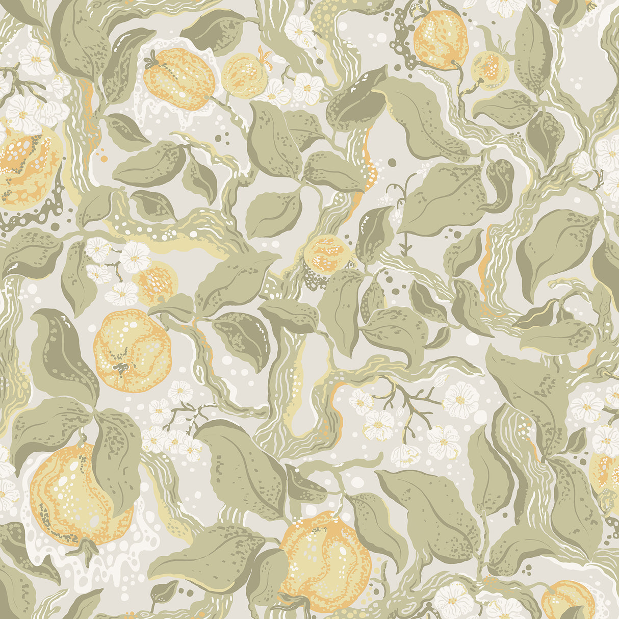 Kort Sage Fruit and Floral Wallpaper by A-Street Prints - Botanical Scandinavian Non Woven Sidewall MD22025