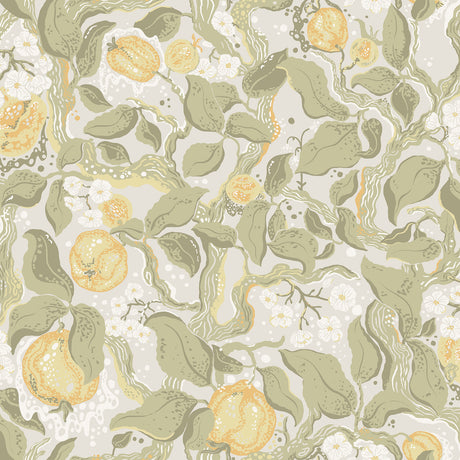 Kort Sage Fruit and Floral Wallpaper by A-Street Prints - Botanical Scandinavian Non Woven Sidewall MD22025