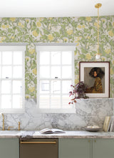 Kort Yellow Fruit and Floral Wallpaper with Scandinavian Botanical Pattern - A-Street Prints 4143-22027