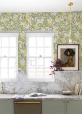 Kort Yellow Fruit and Floral Botanical by A-Street Prints Scandinavian Non Woven Unpasted Sidewall Wallpaper Roll 20.9-in x 33-ft - MD22027