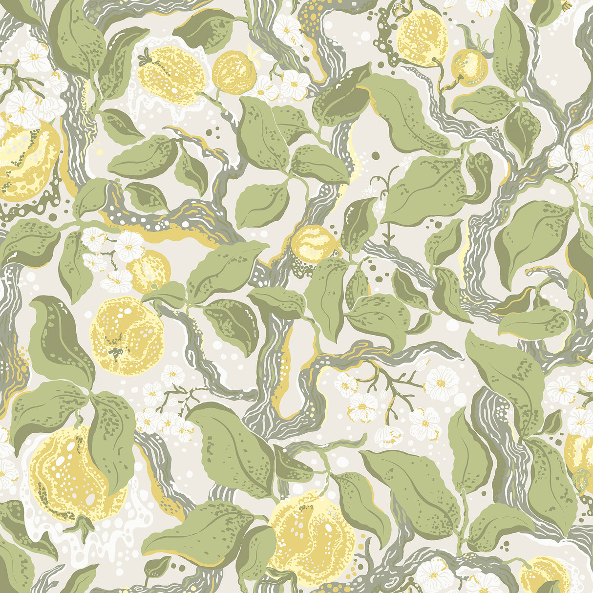 Kort Yellow Fruit and Floral Wallpaper by A-Street Prints - MD22027