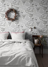 Groh Grey Floral Wallpaper with Scandinavian Botanical Motif, Whimsical Non Woven Unpasted - A-Street Prints 4143-22029