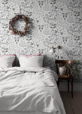 Groh Grey Floral by A-Street Prints Whimsical Scandinavian-Inspired Botanical Wildflower Non Woven Unpasted Wallpaper Roll - MD22029