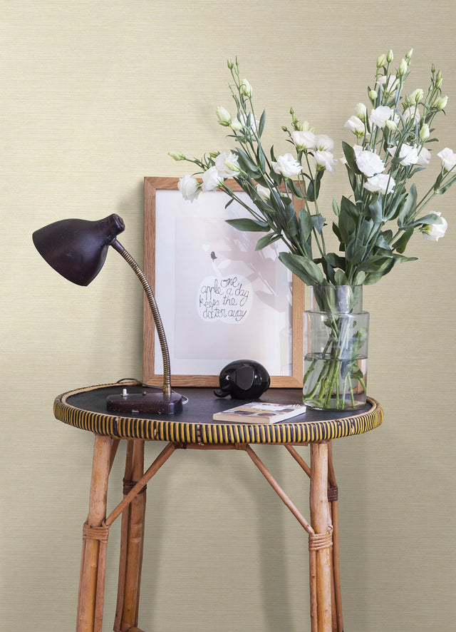 Agave Yellow Faux Grasscloth Wallpaper with Raised Ink Textured Graphics - A-Street Prints 4143-24280