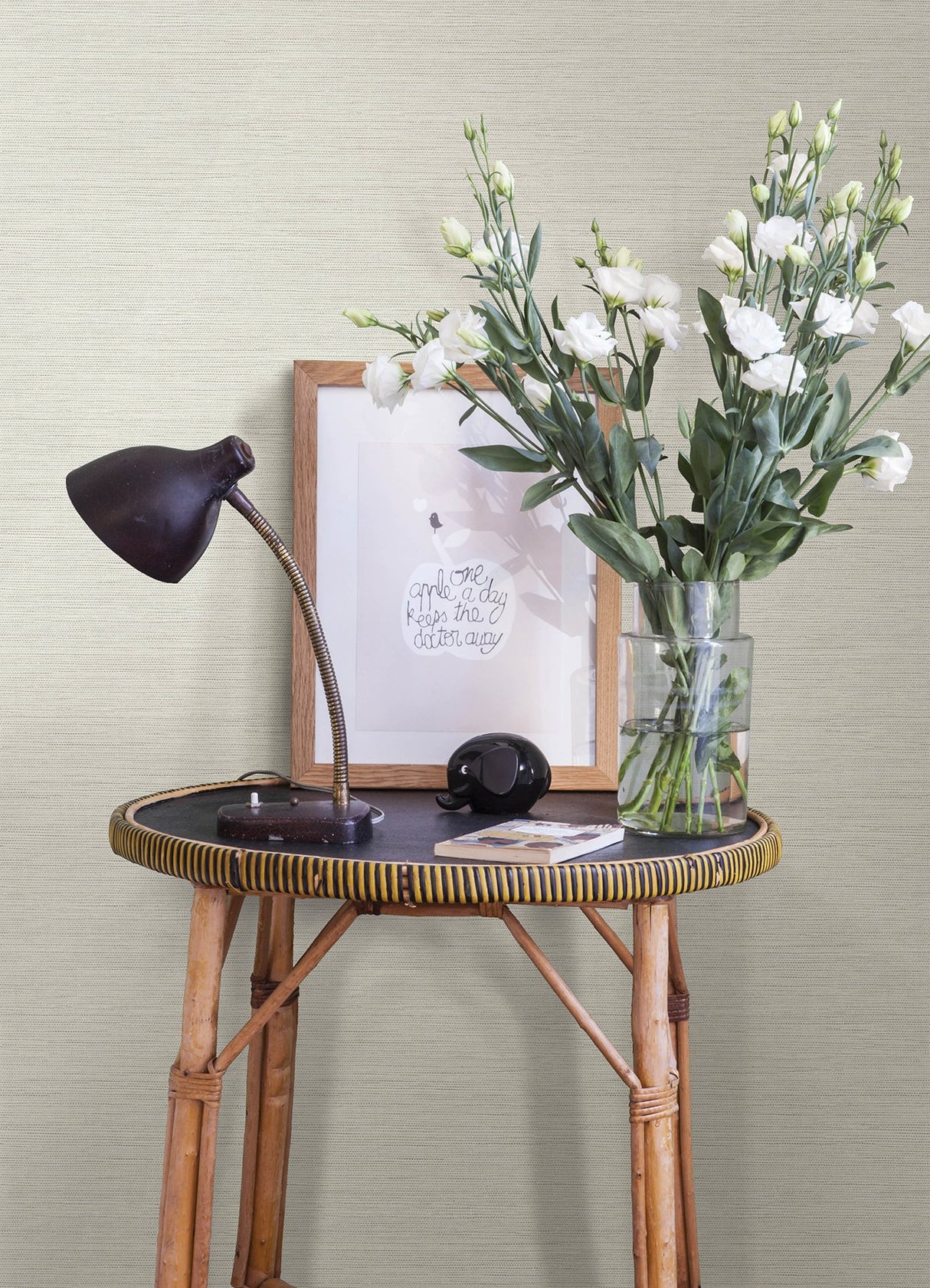 Agave Off-White Faux Grasscloth Wallpaper with Raised Ink Texture - A-Street Prints 4143-24281