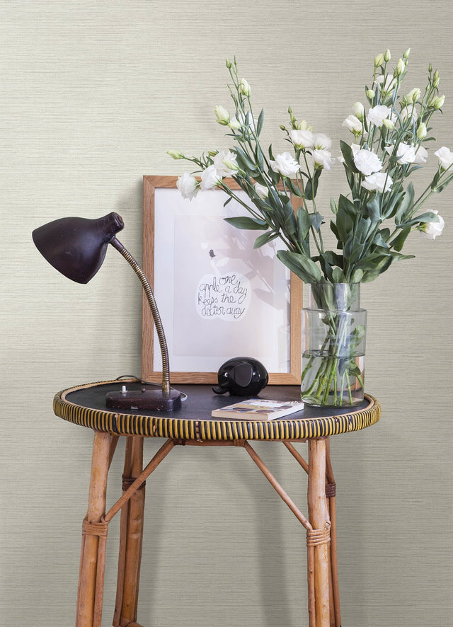 Agave Off-White Faux Grasscloth Wallpaper with Raised Ink Texture - A-Street Prints 4143-24281