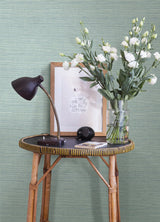 Agave Aqua Faux Grasscloth Wallpaper with Raised Ink Texture - A-Street Prints 4143-24282