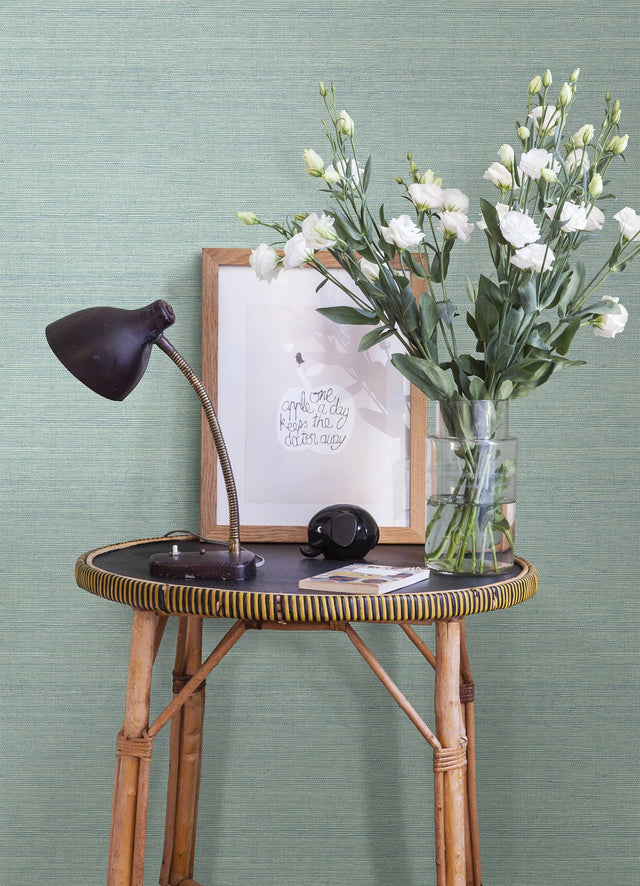 Agave Aqua Faux Grasscloth Wallpaper with Raised Ink Texture - A-Street Prints 4143-24282