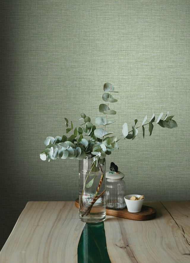 Exhale Light Green Faux Grasscloth Textured Wallpaper - A-Street Prints 4143-26457