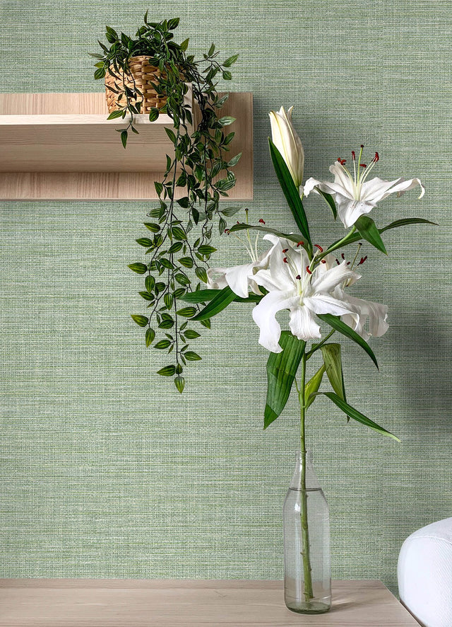 Exhale Light Green Faux Grasscloth Textured Wallpaper - A-Street Prints 4143-26457