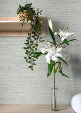 Exhale Seafoam Faux Grasscloth Texture Wallpaper with Raised Ink - A-Street Prints 4143-26461