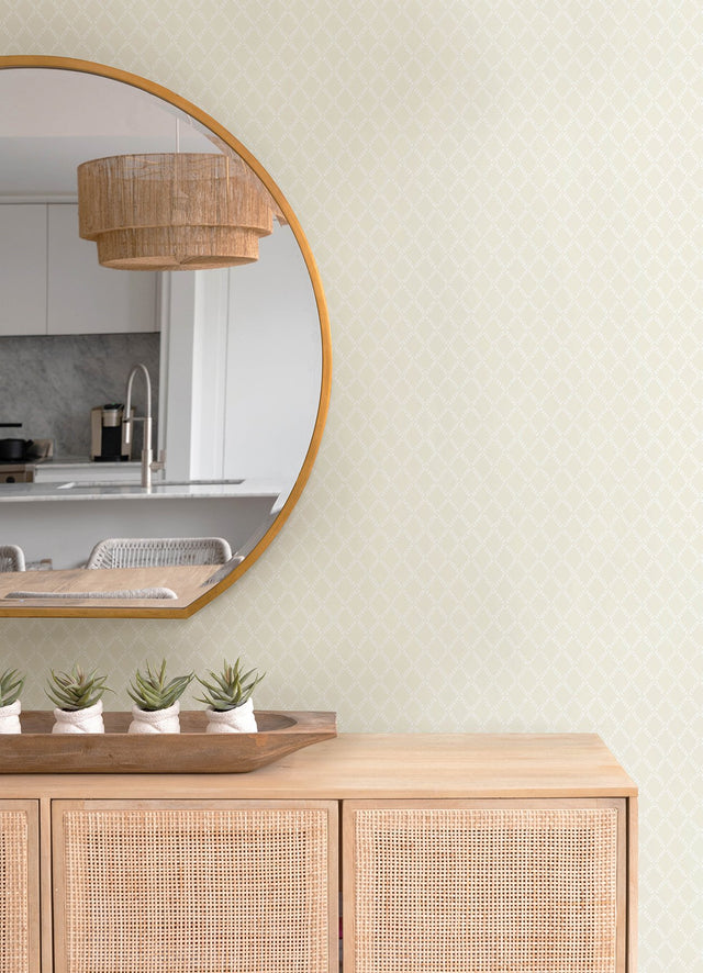 Trevor Khaki Leaf Trellis Wallpaper with Botanical Trellis & Lattice Motif - A-Street Prints 4143-34002