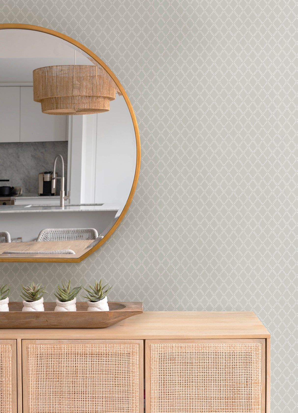 Trevor Grey Leaf Trellis Wallpaper Grey by A-Street Prints Botanica Farmhouse Unpasted Non Woven Botanical Trellis & Lattice Sidewall - MD34005