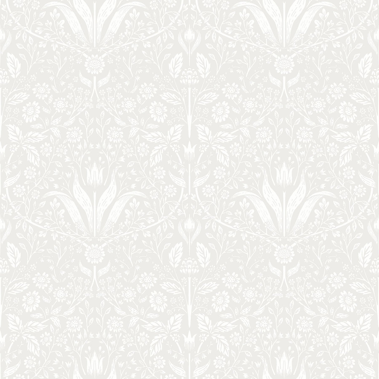 Mara Light Grey Tulip Ogee Wallpaper with Scandinavian Botanical Pattern - A-Street Prints 4143-34007