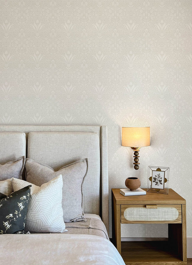 Mara Light Grey Tulip Ogee Wallpaper with Scandinavian Botanical Pattern - A-Street Prints 4143-34007