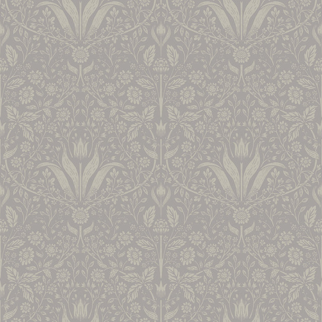 Mara Grey Tulip Ogee Wallpaper with Botanical Scandinavian Motif - A-Street Prints 4143-34008
