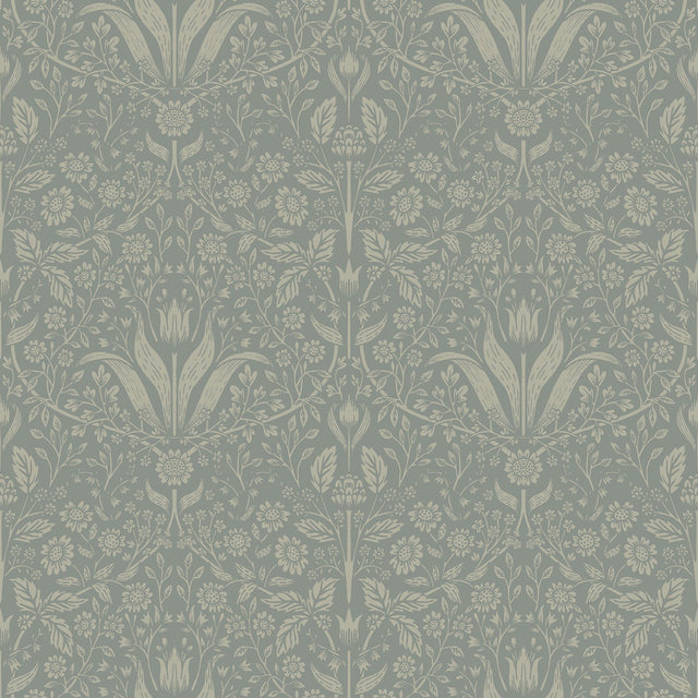 Mara Green Tulip Ogee Wallpaper with Scandinavian Botanical Pattern - A-Street Prints 4143-34009