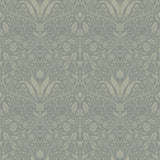 Mara Green Tulip Ogee Wallpaper by A-Street Prints featuring sage botanical floral tulip and daisy pattern on a rich green background
