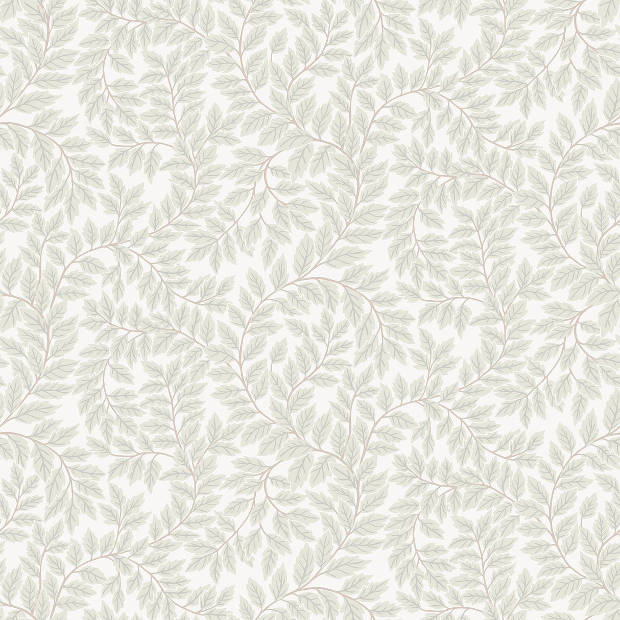 Lindlö v Light Grey Leafy Vines Wallpaper with Botanical Scandinavian Motif - A-Street Prints 4143-34017