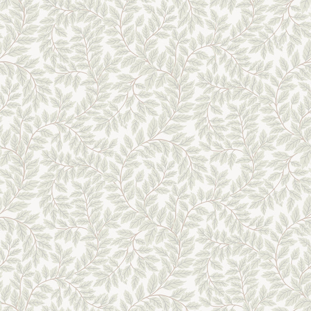 Lindlö v Light Grey Leafy Vines Wallpaper with Botanical Scandinavian Motif - A-Street Prints 4143-34017
