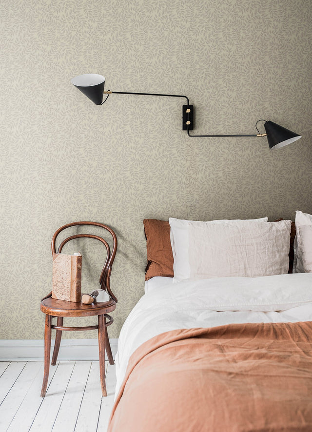 Lindlöv Taupe Leafy Vines Wallpaper with Scandinavian Botanical Pattern - A-Street Prints 4143-34018